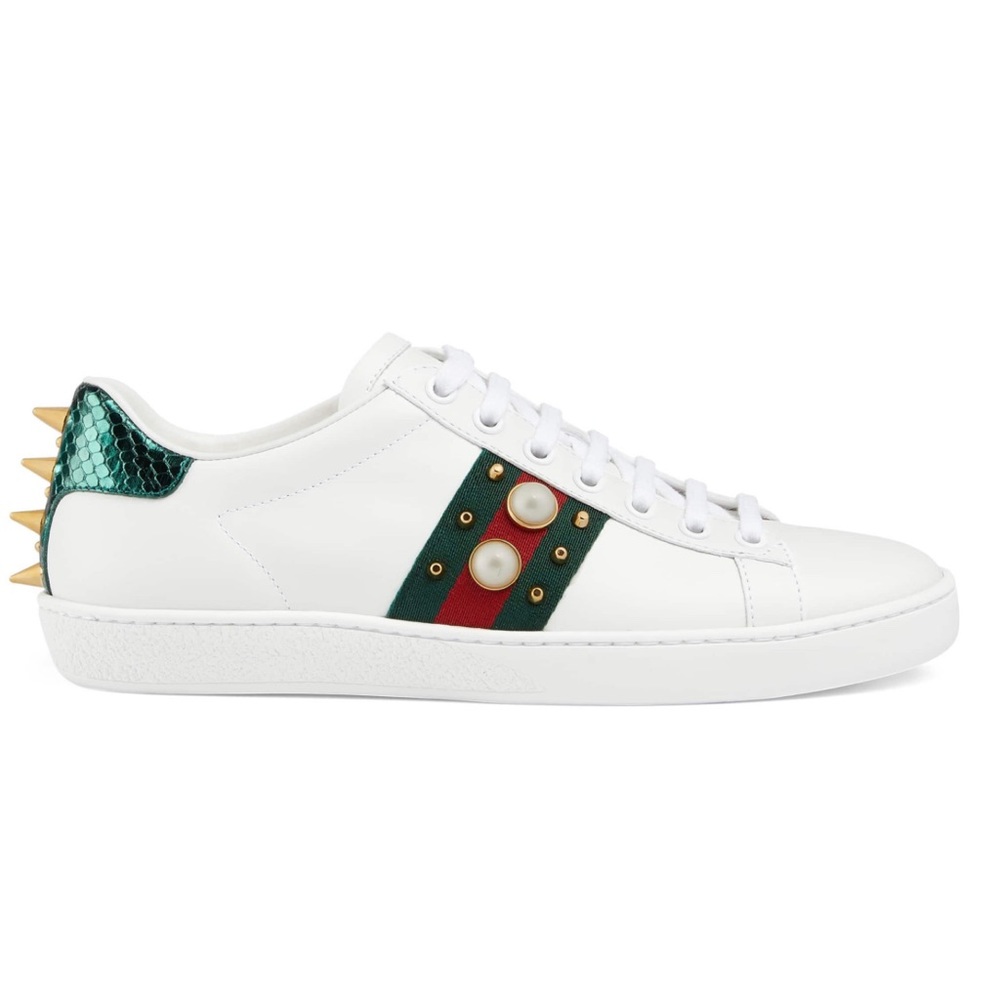 Gucci white pearl stud ace sneakers